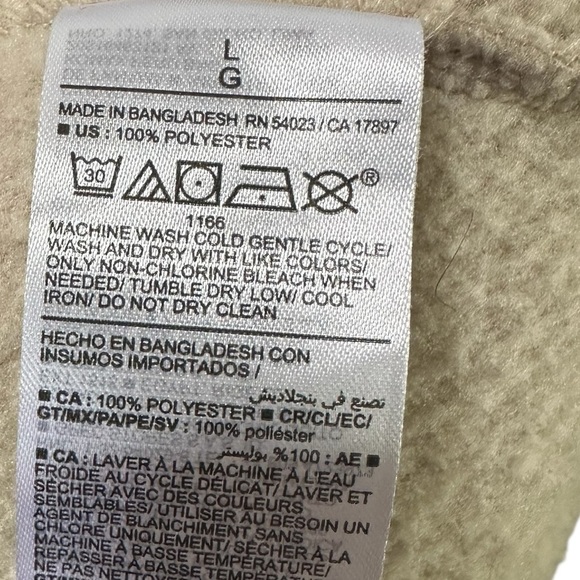 Old Navy Men’s Sherpa Fleece Zip-Up Hoodie Beige Large - Picture 7 of 8